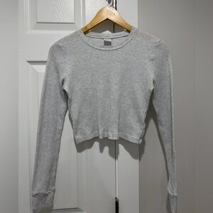 TNA cropped waffle long sleeve top